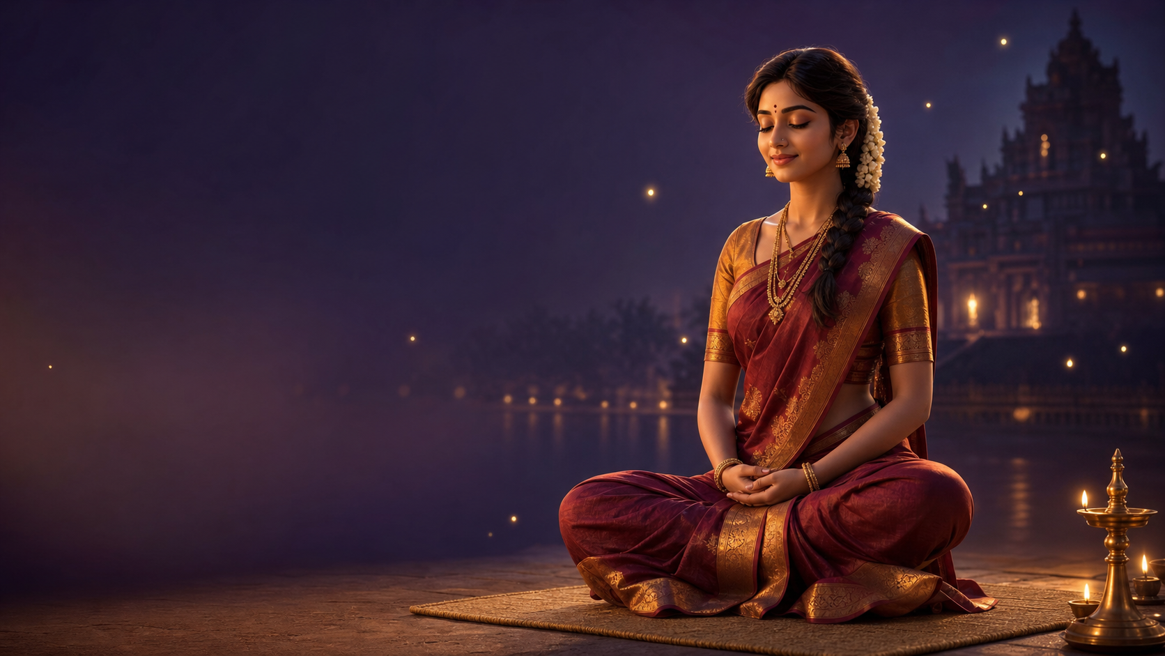 A quiet South Indian prayer practice at twilight
